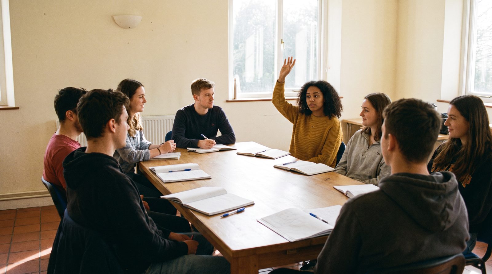 Young adults taking part in a bright community classroom workshop